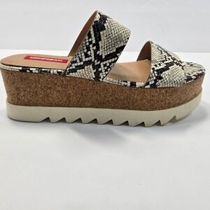 Unionbay Zozo Snakeskin Platform Wedge Sandals Womens 7.5M Cork Lug Sole Slides